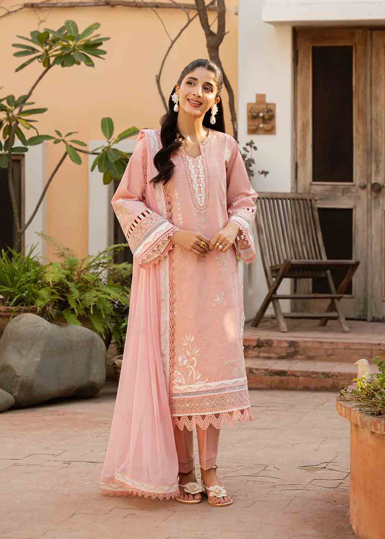 Pink Lily 2Pc - Embroidered Pima Lawn Dress