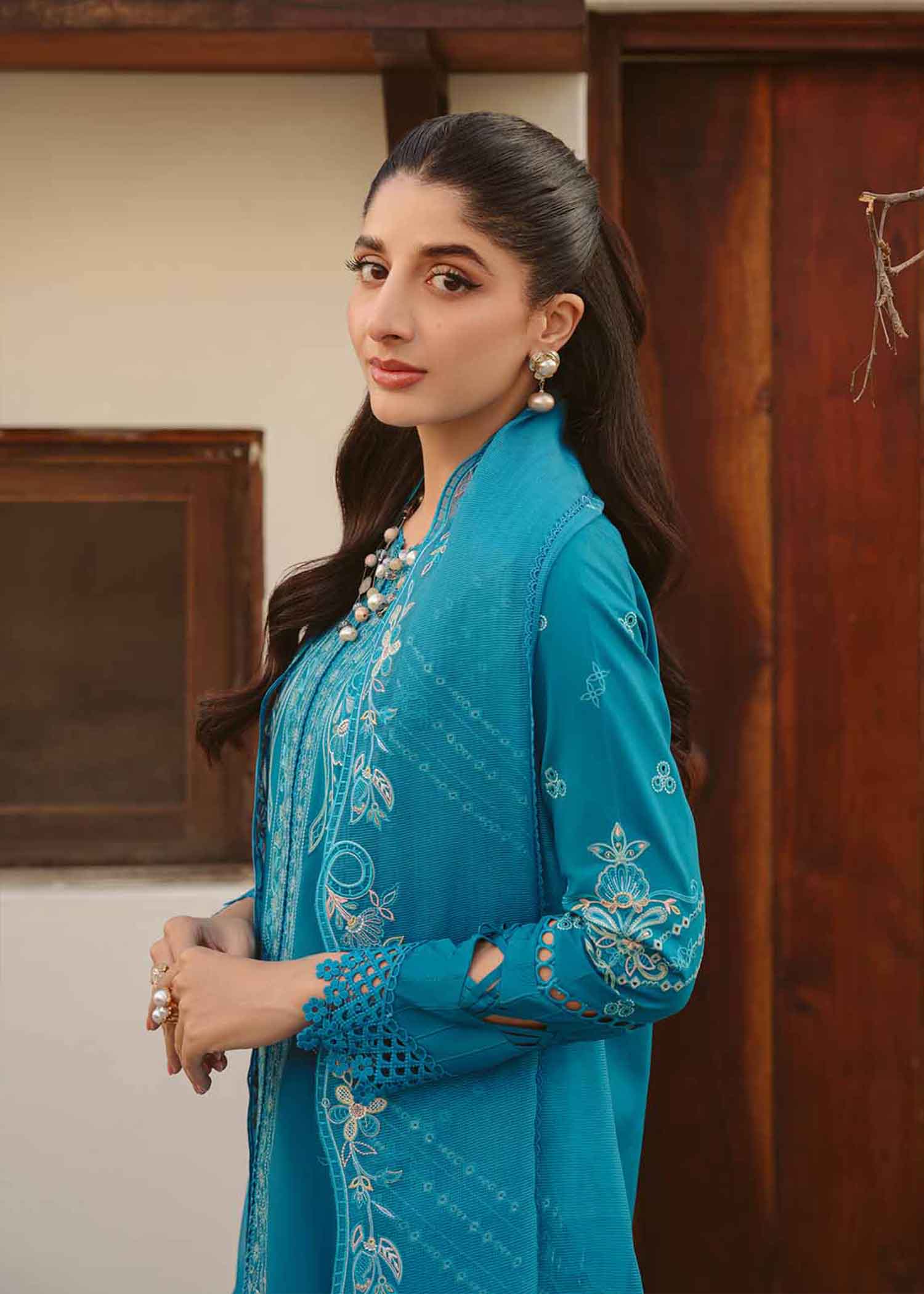 3 PIECE EMBROIDERED PACIFIC BLUE -JEEM