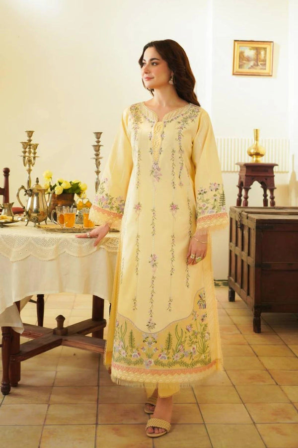tuscan cream stitched lawn suit