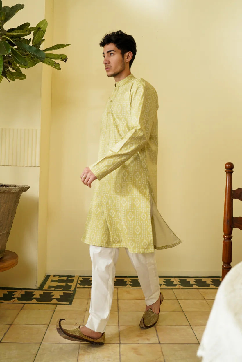 aztec mehndi green lawn dress