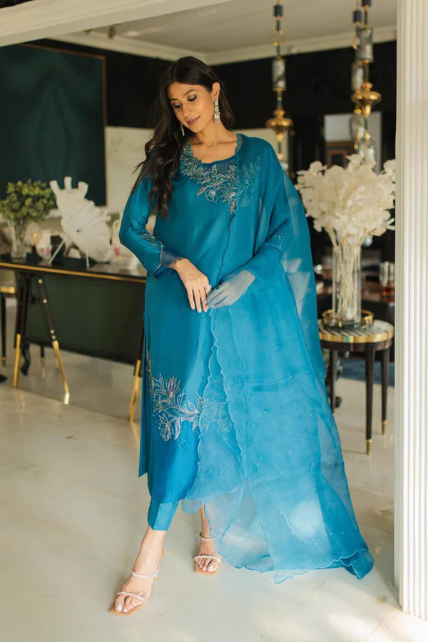azure teal silk