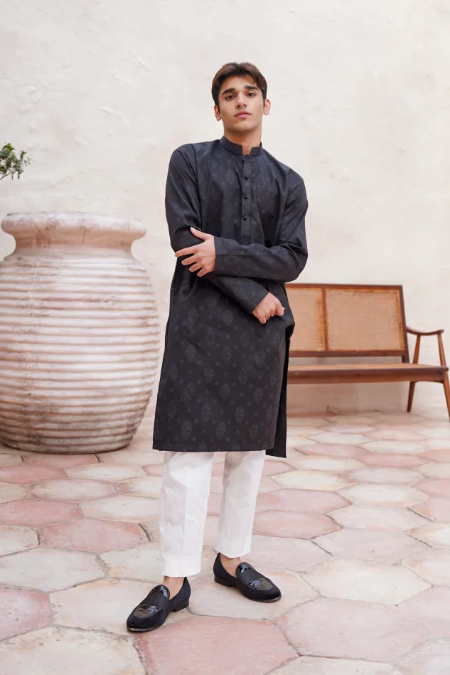 mens black kurta