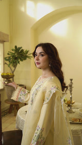 3 PIECE EMBROIDERED TUSCAN CREAM STITCHED LAWN SUIT