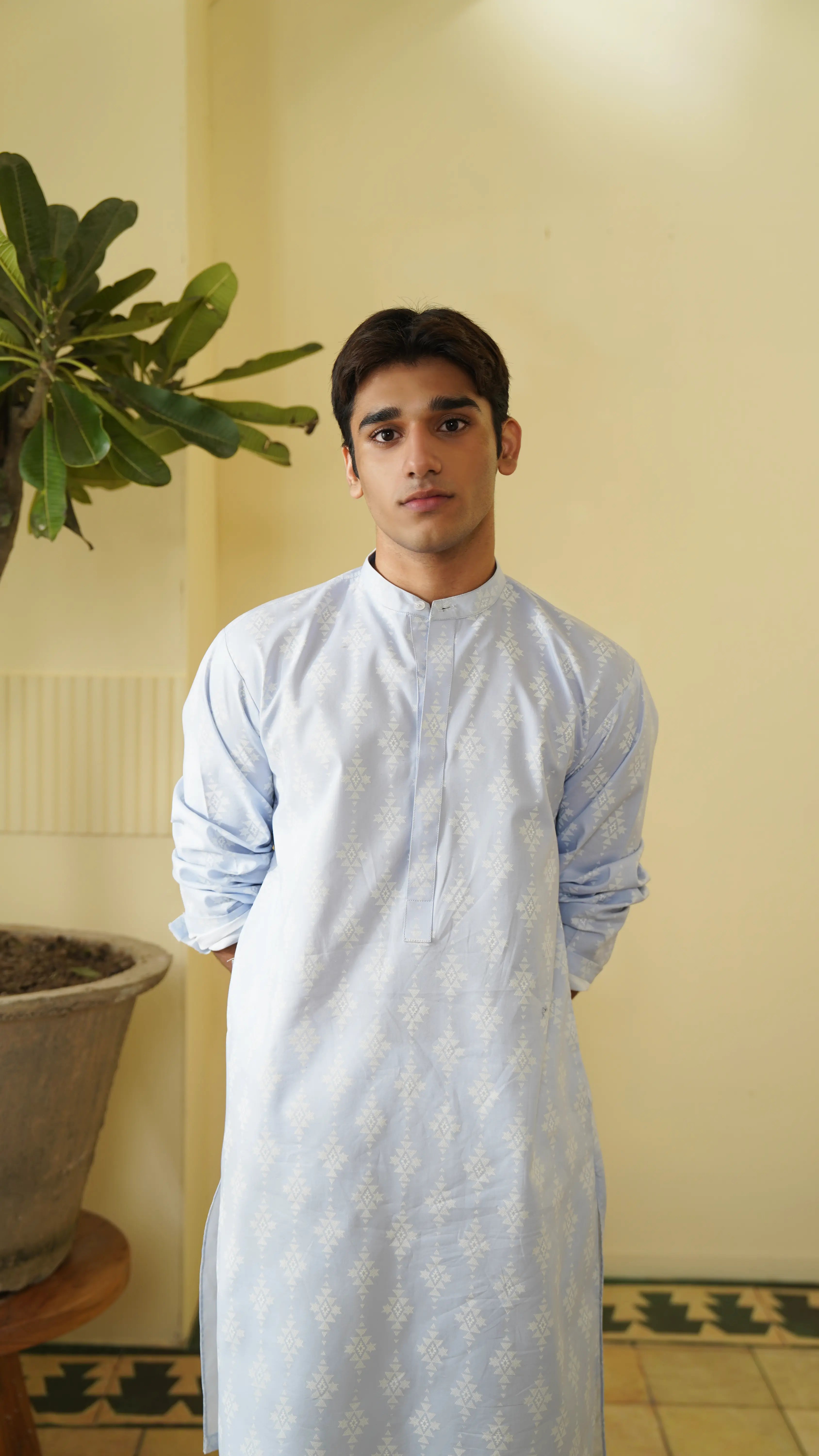 sefar blue stitched lawn suit for mens