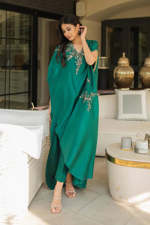 sia green silk dress