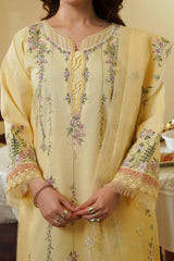 tuscan cream stitched lawn dress for woman