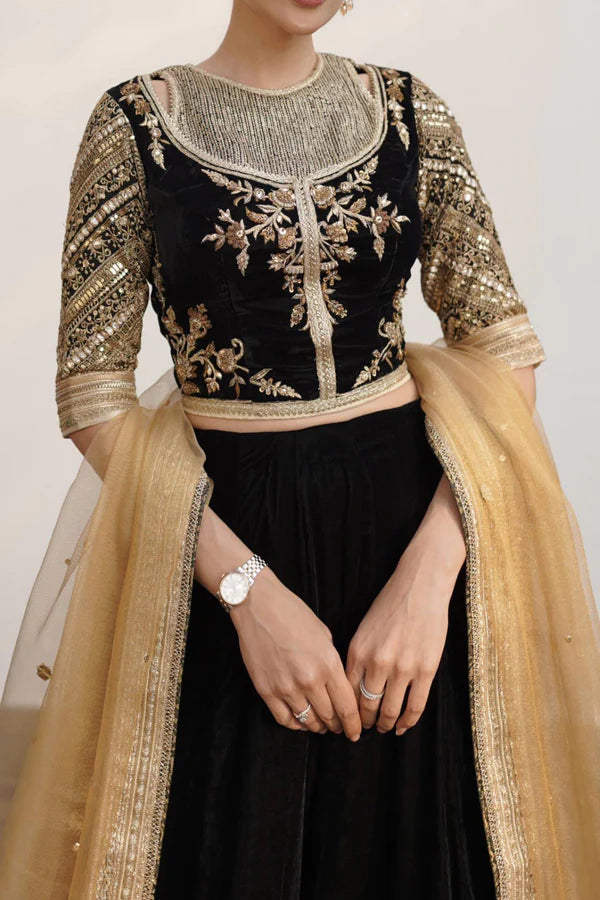 velvet lehnga choli