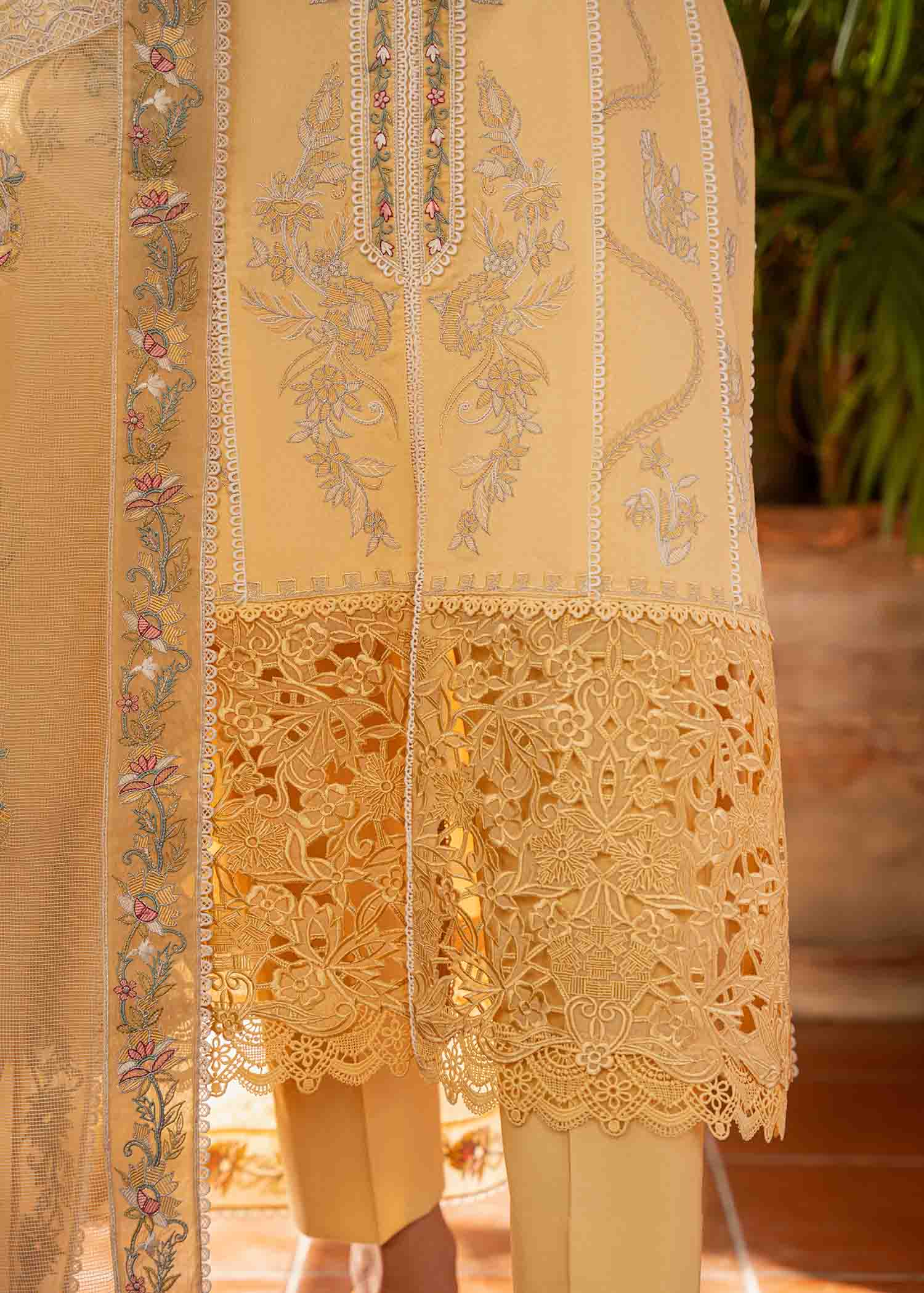 3 PIECE EMBROIDERED SUNGLOW YELLOW -JEEM