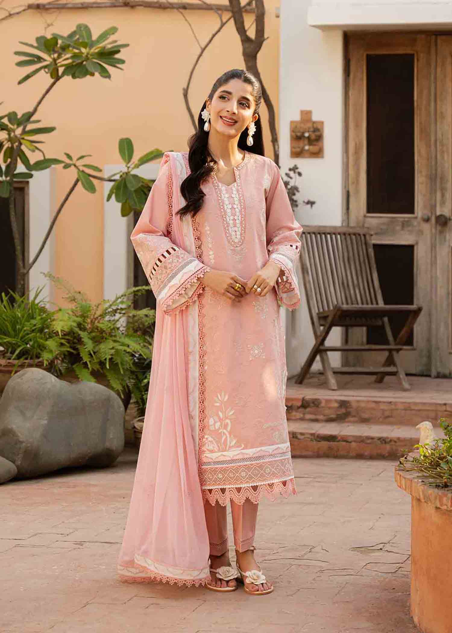 3 PIECE EMBROIDERED PINK OPAL -JEEM