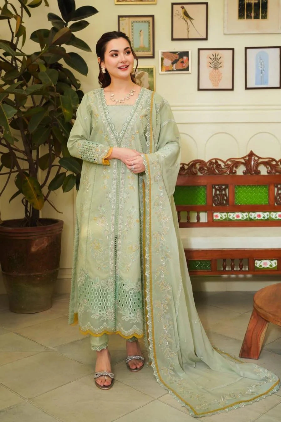 3 PIECE EMBROIDERED FEZ Mint Green - JEEM 3 PIECE EMBROIDERED FEZ Mint Green - JEEM