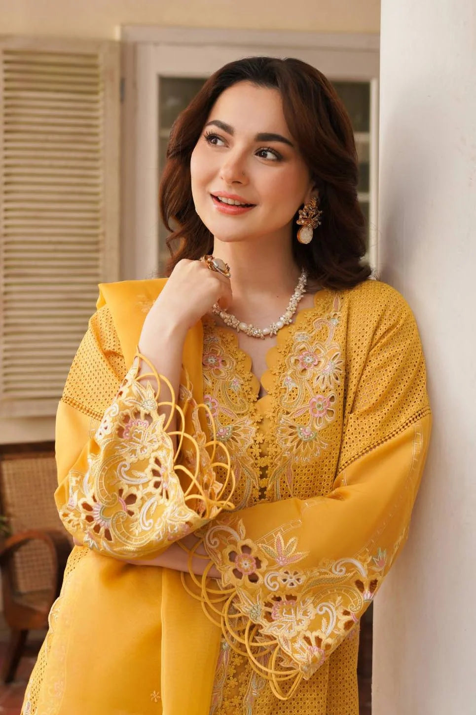 3 PIECE EMBROIDERED Mimosa Mustard - JEEM 3 PIECE EMBROIDERED Mimosa Mustard - JEEM