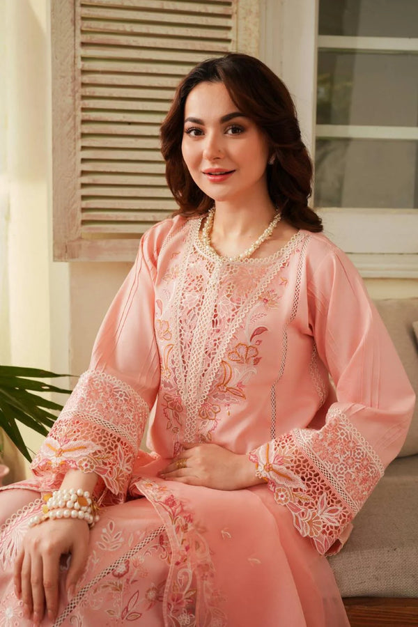 sicly pink stitched lawn for girls