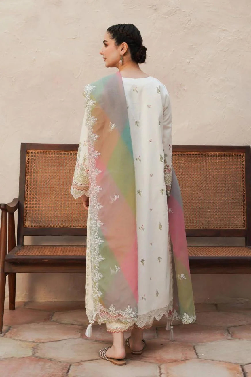 villa white stitched lawn dress